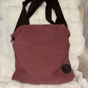 Red and Brown Satchel with Minimalist Design